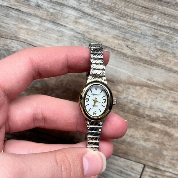 Precision by Gruen Diamond Quartz Watch Womens Two Tone Dainty Small
